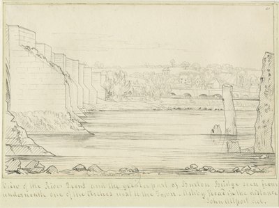 Burton-upon-Trent Bridge and Town: pennteckning, nd [c 1817] (ritning) av John Allport