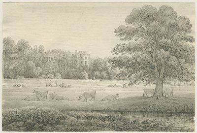 Hagley Hall: ritning med penna och tvätt, 4 maj 1814 av John Allport