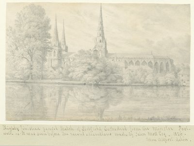 Lichfield Cathedral - South West View: blyertsteckning av John Allport