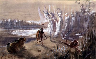 A Halt in the Fairy Procession (akvarell, gouache på papper) av John Anster Fitzgerald