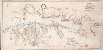 Svarta havet Sebastopol från en rysk undersökning från 1836 av John Arrowsmith