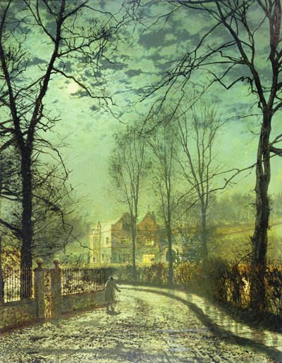 En månbelyst väg, 1800-talet av John Atkinson Grimshaw