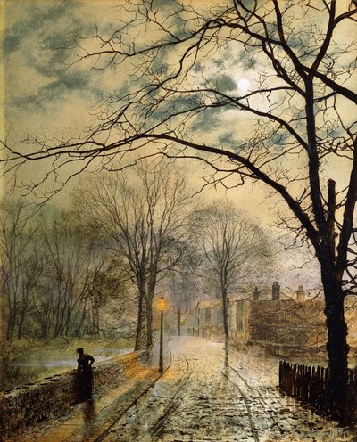 En månbelyst promenad, Bonchurch, Isle of Wight, 1878 av John Atkinson Grimshaw