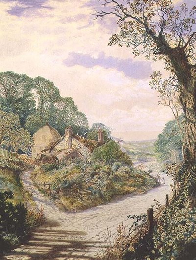 En sommarmiddag, gammal bondgård, Wharfedale av John Atkinson Grimshaw