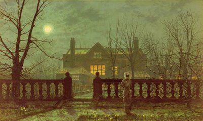 En dam i en trädgård vid månsken, 1882 av John Atkinson Grimshaw