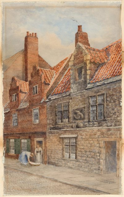 The Dolphin House, Low Friar Street, Newcastle upon Tyne (kroppsfärg, penna och wc på papper) av John Atlantic Stephenson