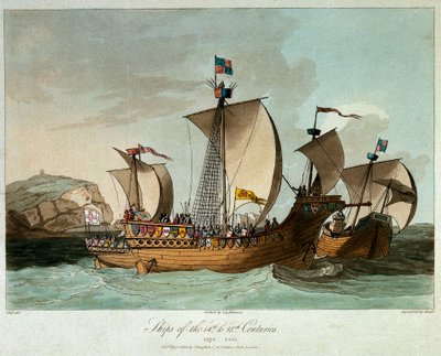 Fartyg från 1300- och 1400-talen av John Augustus (after) Atkinson