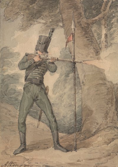 En gevärsman på Musketry Practice av John Augustus Atkinson