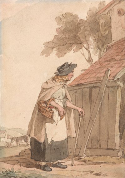 En gammal kvinna som bär en korg av John Augustus Atkinson