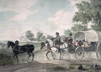 Belgisk vagn som transporterar sårade från fältet efter slaget vid Waterloo, 1815 av John Augustus Atkinson