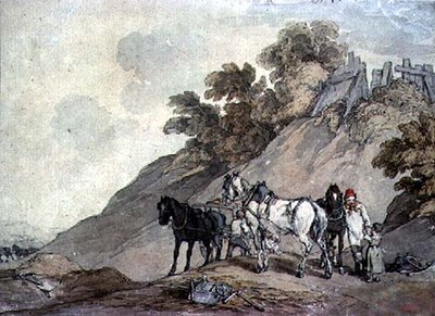 Vagn och team vid en grusgrop av John Augustus Atkinson