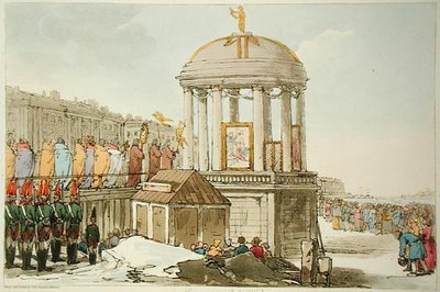 Invigning av vattnet, etsat av konstnären, publicerad 1804 (färg litho) av John Augustus Atkinson