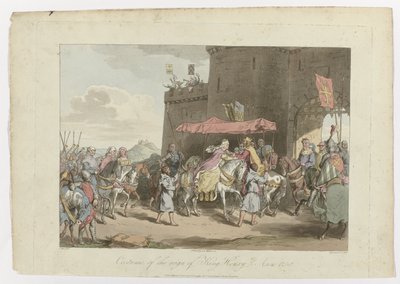 Kostym för kung Henrik 3:s regeringstid, Anno 1250, 1 mars 1814 av John Augustus Atkinson