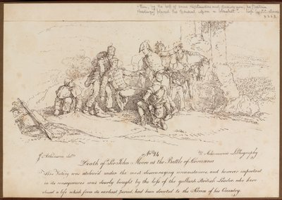"Sir John Moores död i slaget vid Corunna?", 16 januari 1809 av John Augustus Atkinson