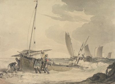 Fiskare som sätter ut till havet av John Augustus Atkinson