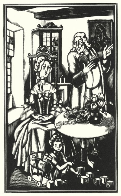 Illustration för Tristram Shandy av Laurence Sterne (litho) av John Austen