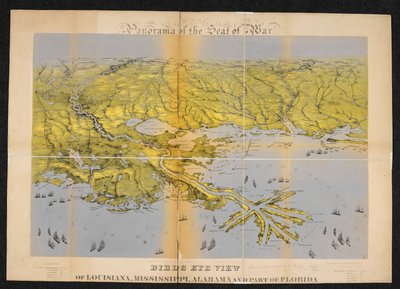 Fågelperspektiv över Louisiana, Mississippi, Alabama och en del av Florida av John Bachmann