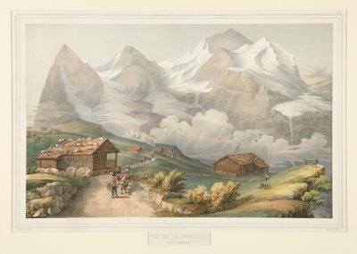 Utsikt över Jungfrau från Wengernalp av John Bachmann
