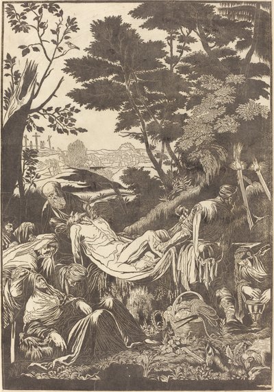 Gravläggningen [recto] av John Baptist Jackson after Jacopo Bassano