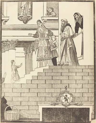 Presentation av jungfrun i templet [höger platta] av John Baptist Jackson after Titian