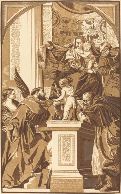 Heliga familjen och fyra heliga av John Baptist Jackson after Veronese