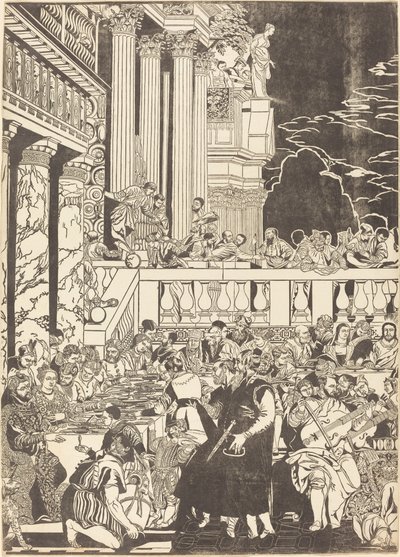 Äktenskapet i Cana [vänster skylt] av John Baptist Jackson after Veronese
