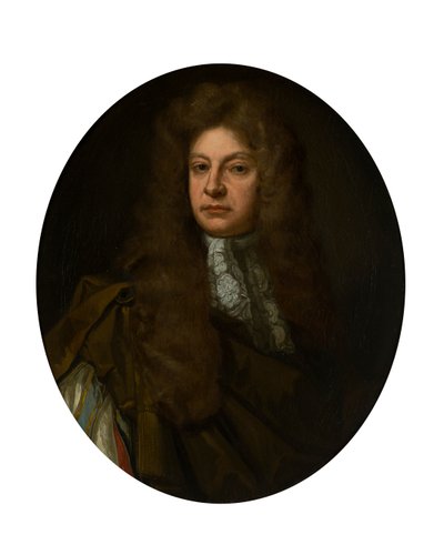Halvlångt porträtt av Adam Urquhart med spets Jabot (olja på duk) av John Baptist de (circle of) Medina
