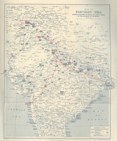 Karta över norra Indien, 1901. av John Bartholomew