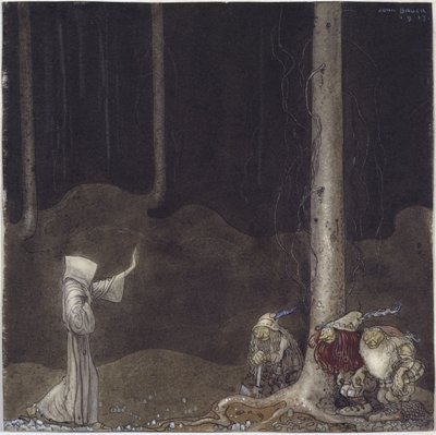 Frere Martin et les trois troll - Broder Martin och tre troll, av Bauer, John (1882-1918). Akvarell på papper av John Bauer