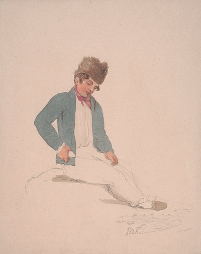 Porträtt av en ungdom i en pälsmössa av John Baverstock Knight
