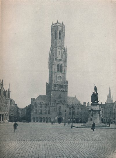 Markt och klockstapeln, Brygge, Belgien c1900 1914-1915 av John Benjamin Stone