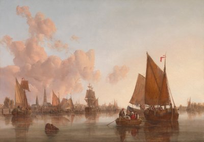 Segelbåtar och pråmar på en holländsk(?) mynning av John Berney Crome