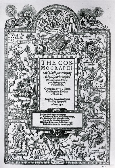 Titelsidan för The Cosmographical Glass, 1559 av John Bettes