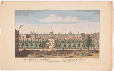 Utsikt över Betlem Royal Hospital i London Sjukhuset i Betlehem (titel på objektet) av John Bowles