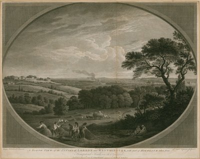 En nordlig vy över städerna London och Westminster med en del av Highgate av John Boydell