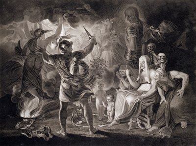 Macbeth, de tre häxorna och Hecate, 1805 av John Boydell