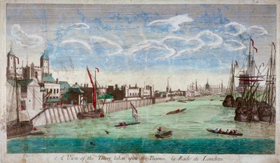 Utsikt över Tower of London med båtar på Themsen, 1751 av John Boydell