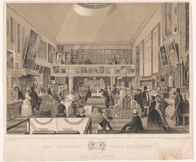 Interieur van de Law Court under de Salisbury Local Exhibition, 1852 The Salisbury Local Exhibition 1852. Skylt II, lagdomstolen (titel på föremålet) av John Brandard