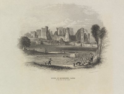 Ruinerna av Kenilworth Castle och Bed of the Lake av John Brandard