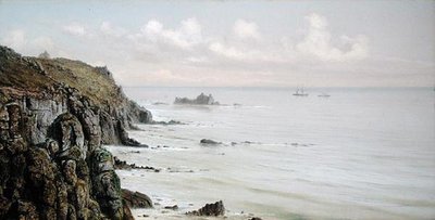 En stenig kustlinje (olja ombord) av John Brett