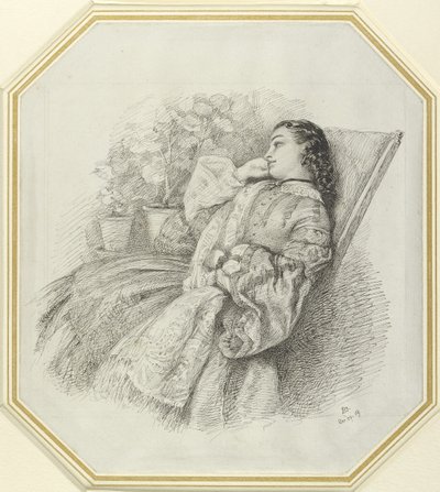 Georgina Hannay, 1859 (penna och svart bläck på vitt papper) av John Brett