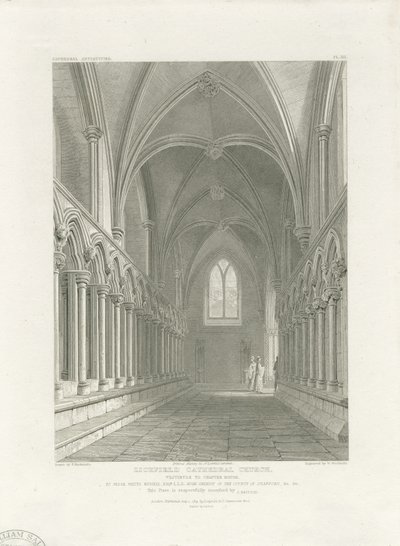 Interiör av Lichfield Cathedral - Vestibul av Chapter House: gravyr, nd [c 1819] (tryck) av John Britton