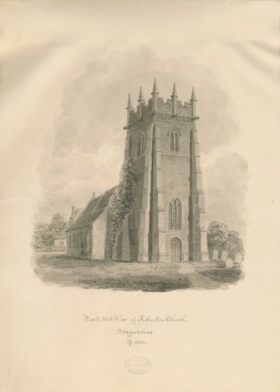 Adbaston Church: sepiateckning av John Buckler