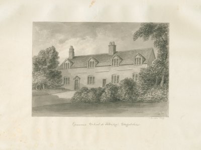 Aldridge Grammar School: sepiateckning, 1847 av John Buckler
