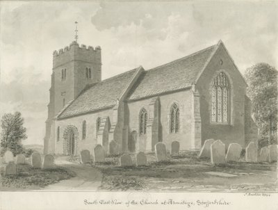 Armitage Church: sepiateckning, 1844 av John Buckler