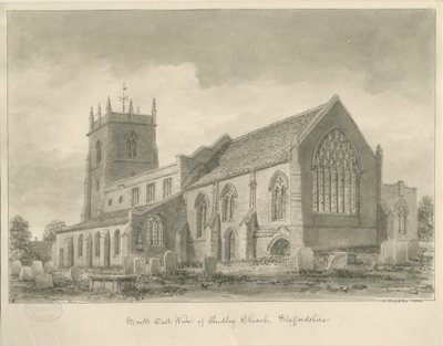 Audley Church: sepiateckning, 1840 av John Buckler