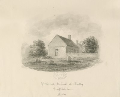 Audley Grammar School: sepiateckning av John Buckler