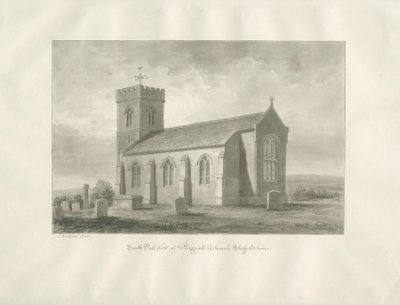 Bagnall kyrka: sepiateckning, 1848 av John Buckler