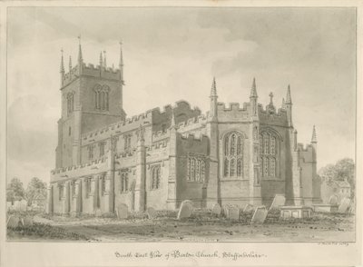 Barton under Needwood Church: sepiateckning av John Buckler
