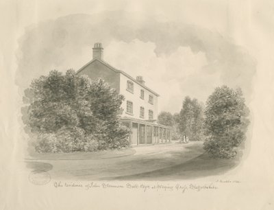 Baswich Village - John Stevenson Salts hus, Esq. : sepiateckning, 1842 av John Buckler
